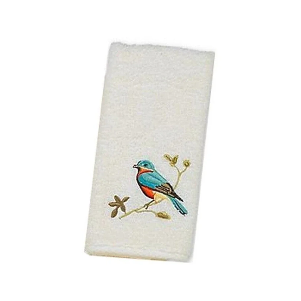 Avanti Fingertip Towel Premier Songbirds Ivory Guest Bathroom Embroidered